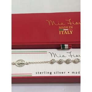 Mia Fiore Italy Sterling Silver 925 Bracelet Mary Cross 7.5+1” Disco Bling Balls